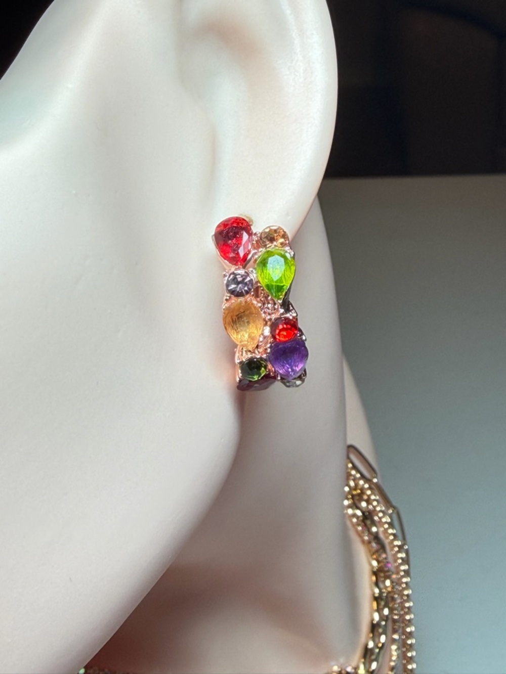 Mona Lisa Zircon Multi Gems Earrings. - Picture 5 of 10
